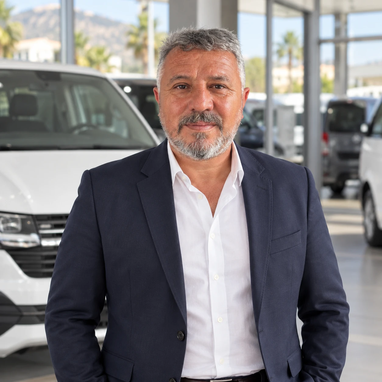 Muhammed Can Aralan, lacivert takım elbiseli belden üstü portre; düzenlenmiş tanıtım fotoğrafı